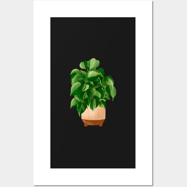 Philodendron hederaceum - Heartleaf Philodendron, Potted Plant Illustration Wall Art by gusstvaraonica